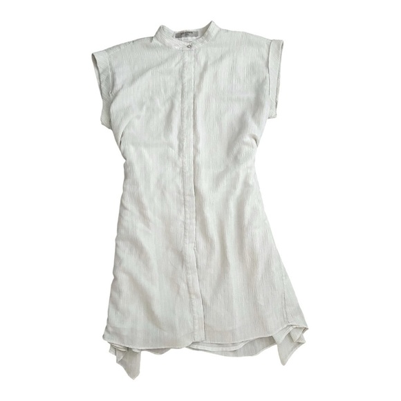 AllSaints Women's White Meda Textured Shirt Dress Size S Adjustable Tie Button - Picture 2 of 7
